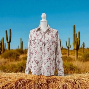 EDDIE BAUER WOMEN'S‎ FLORAL CORDUROY LONG SLEEVE TOP LARGE VGC
